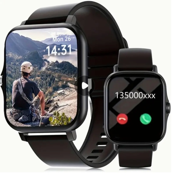 P819 eLuxPro BLACK Edition HD Smart Watch Wireless Call 100 Fitness Modes - Picture 1 of 4